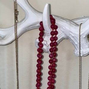 Long Beaded Maroon Necklace!